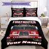 3PC Custom Name Firefighter Gear Bedding Set Duvet Cover Closure Includes 1 Duvet Cover & 2 Pillowcases for Bedroom