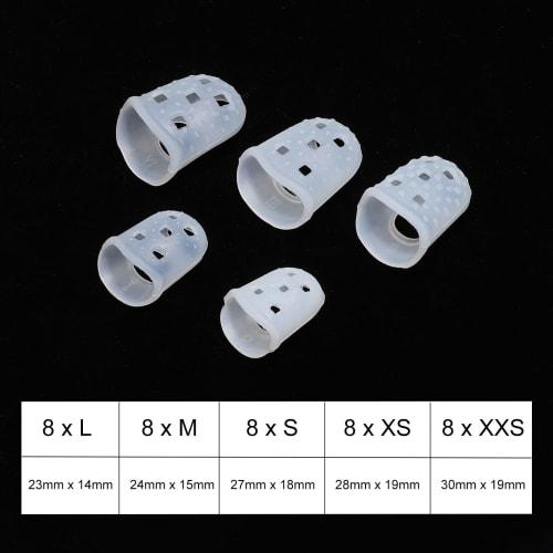 uxcell Guitar Fingertip Protectors, Clear, L, M, S, XS, XXS Sizes, Pack of 40