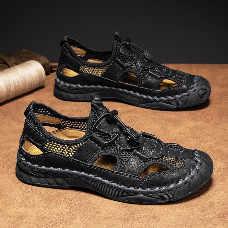 38-48 Sommer Herren Sandalen Outdoor Mesh Strand Sandalen Freizeitschuhe Sneaker Herren Leder Sandalen