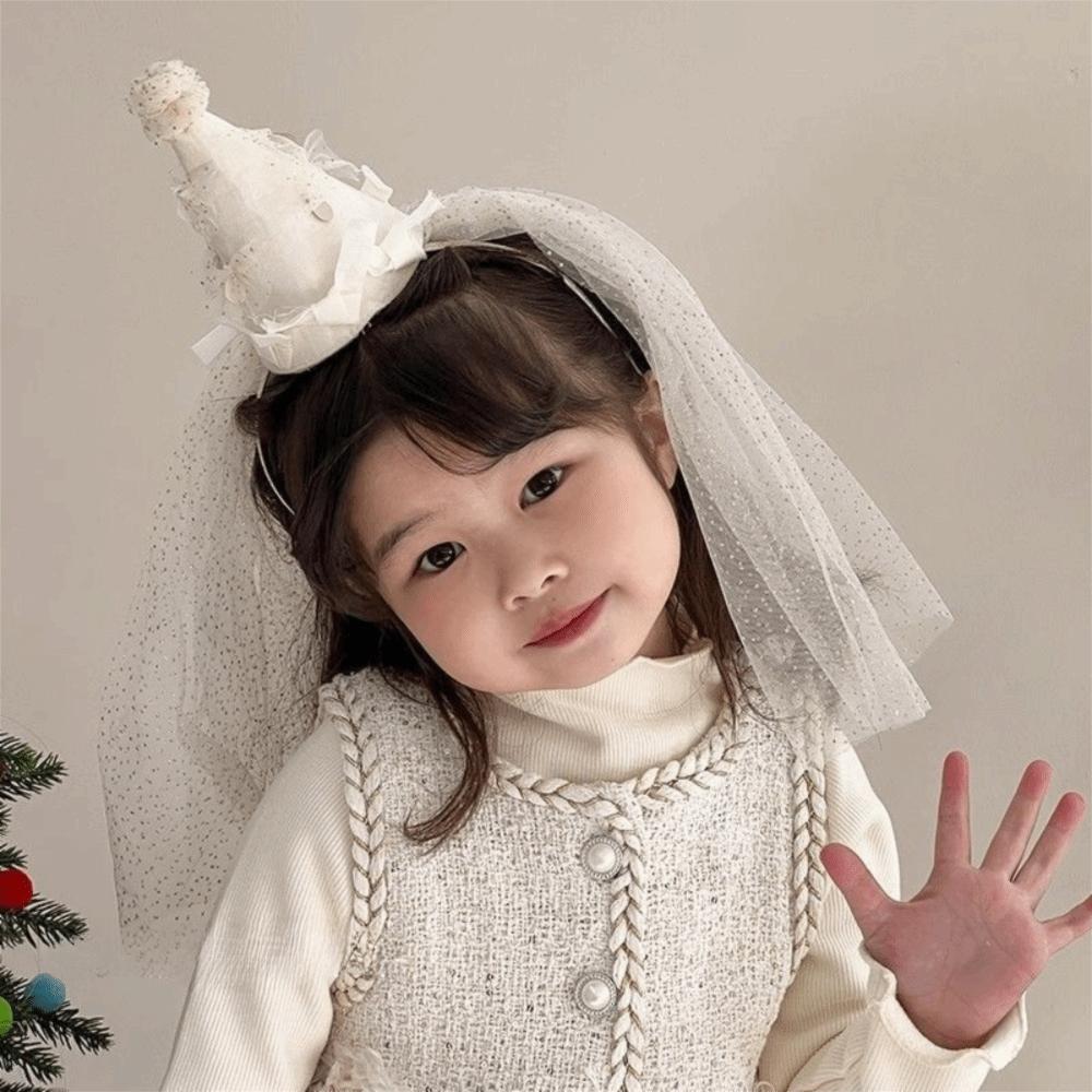 Acrylic Birthday Party Hat Mesh Princess Hair Accessory Sweet Party Hair Hoop Girls