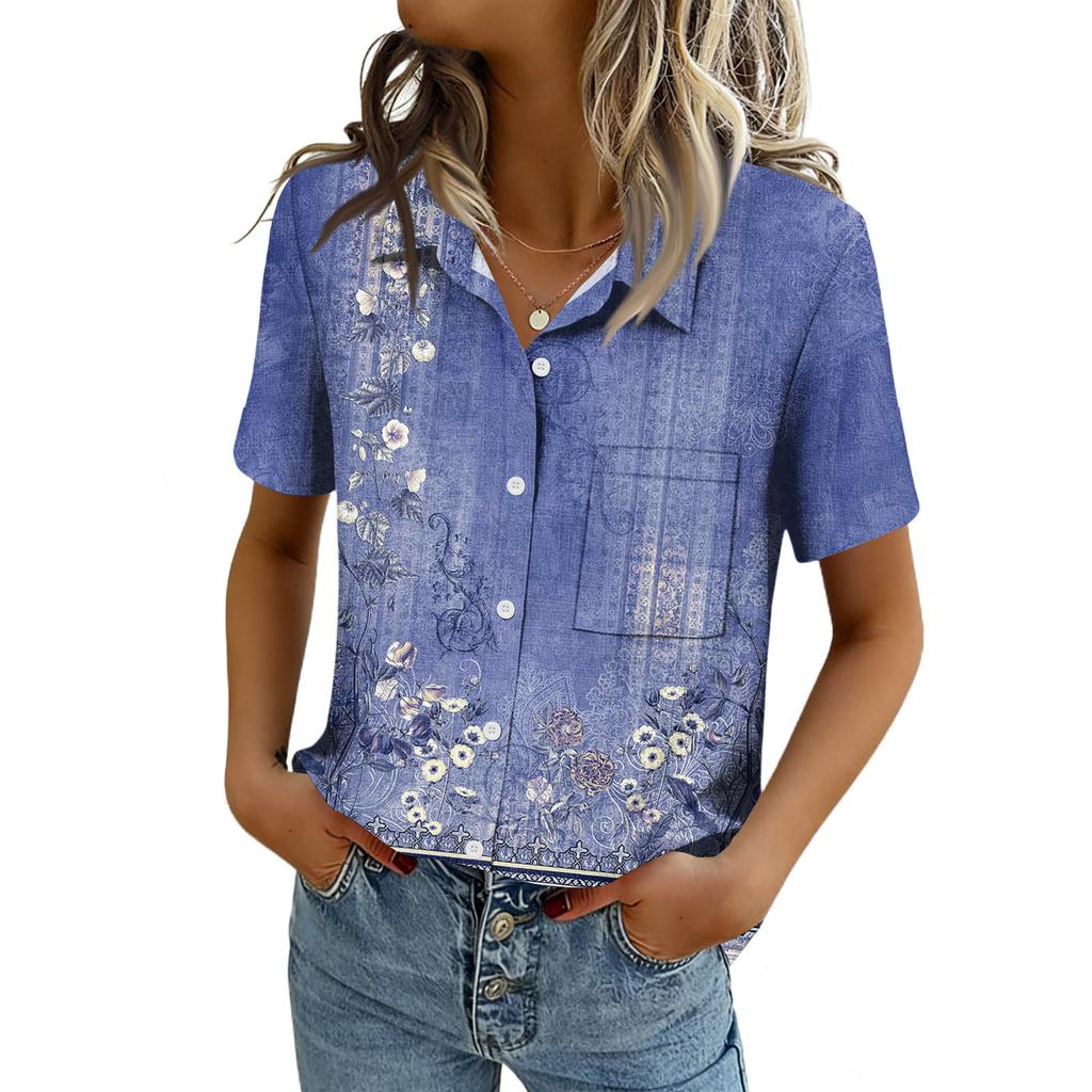 Women Blouses Short Sleeve Button Down Shirts Business Casual Dressy Work Tops Summer Spring Clothes