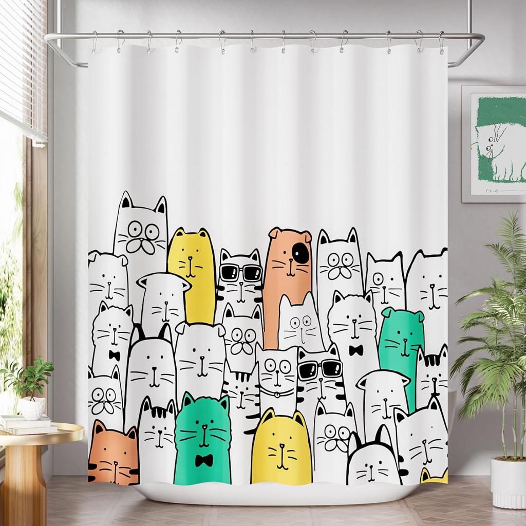 Shower Curtain Blue,Washable Cloth Ombre urtain Hooks, Rustic Waterproof Dark Sea Blue Farmhouse Shower Curtains for Bathroom