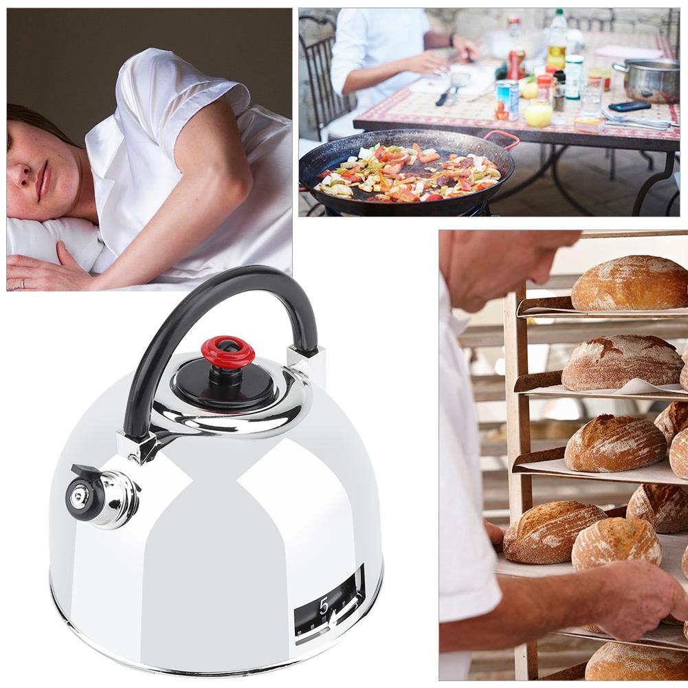 Teapot Shaped 60 Minutes Kitchen Timer Stainless Steel Mechanical Wind Up Timer Time Reminder
