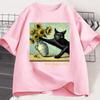 Van Goghs Cat Art Print T Shirt Funny Graphci T Shirts Trendy Summer Loose Short Sleeved Tshirt Unisex Harajuku Top