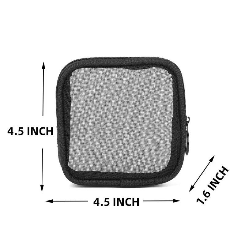New Square Black Nylon Transparent Mesh Cosmetic Bag Makeup Organizer Portable Data Cable Earphone Coin Charger Storage Pouch