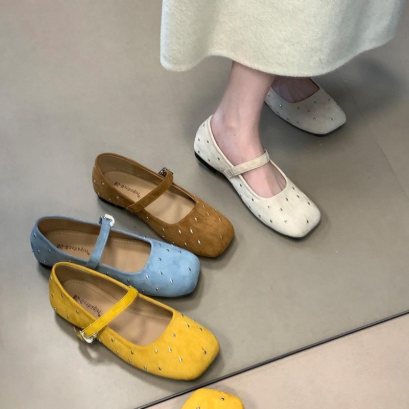 French Gypsy Flat-soled Single Shoes Women's 2025 New Niche Design Sense Square Head Soft Sole Mary Jane Shoes