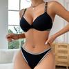 Women Adjustment Bra and Panties Set Letters Strap Brassiere Set Sexy Lingerie Set Beauty Back Underwear Set Gathered Push Up Bra Sets