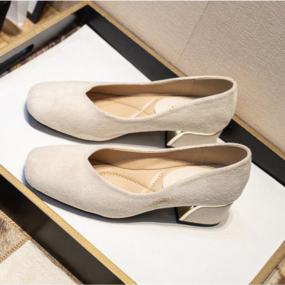 Fashion High Heels Women's Spring Autumn Square Toe Commuting Shoes Fashionable Plus Size High Heels Pumps Comfortable Black Work Shoes