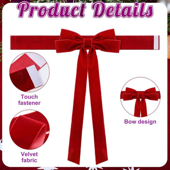 Christmas Red Bow Curtain Tie Backs Velvet Bowknot Curtain Buckle Burgundy Red Curtain Holder Back Fastener for Xmas Wedding Birthday Party Home Hotel