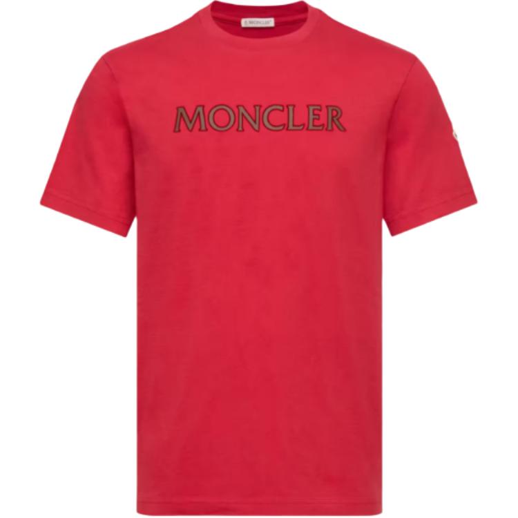 Moncler SS26 Logo Print Katoenen T-shirt Heren Tops L10918C0007589B8U455 L