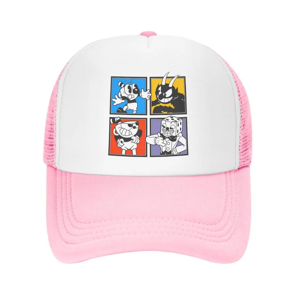 Personalized Cuphead Characters Trucker Hat Unisex Women Adjustable Adult Cartoon Game Baseball Cap Hip Hop Dad Hat
