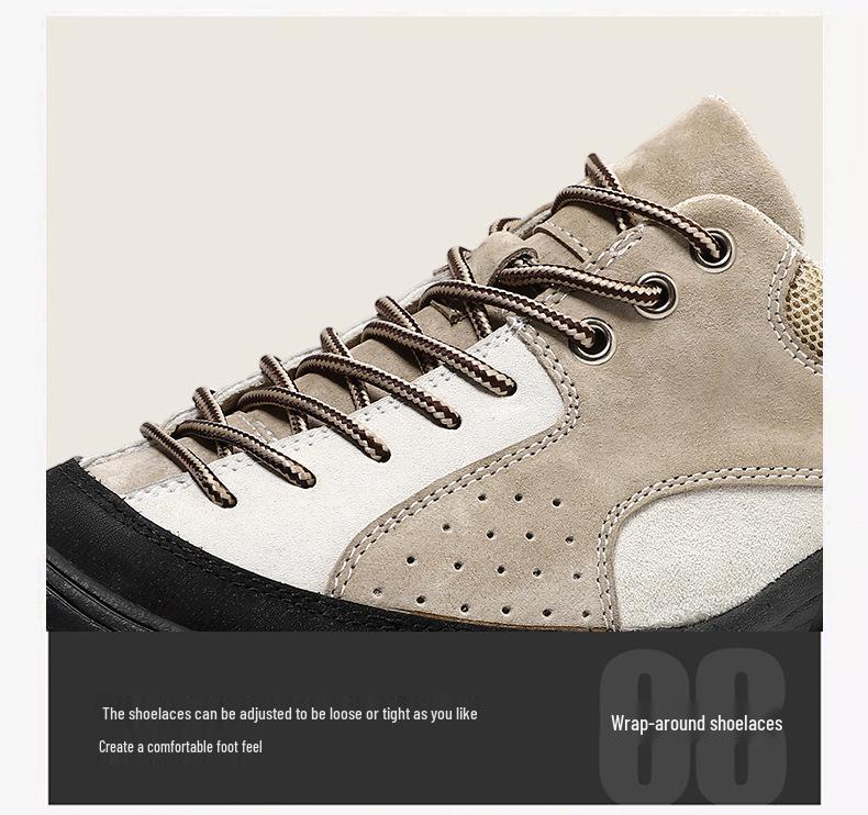 New Spring Arrival: Large Size Men's Leather Casual Sports Shoes - Non-slip, Wear-resistant for Outdoor Hiking and Travel
