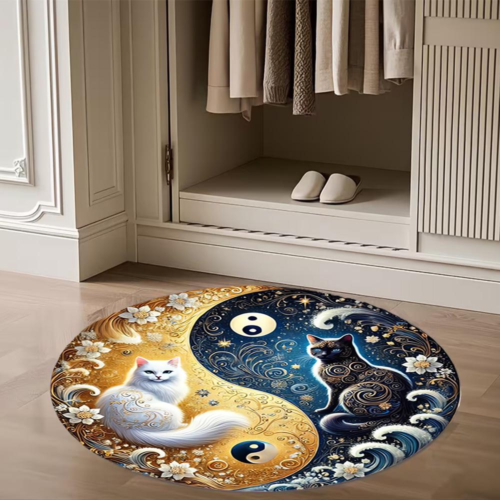 1pc home carpet yin yang floral design non-slip rug for office decor and living room gift ideas