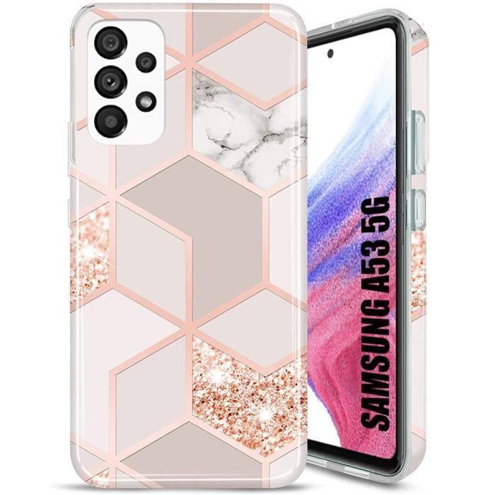 Protective Case - BOOLING - for Samsung Galaxy A53 5G - Anti-Scratch - Marble Pattern - Pink Lanyard
