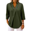 3/4 Length Sleeve Womens Tops V Neck Shirts Trendy Printed Business Casual Work Blouses