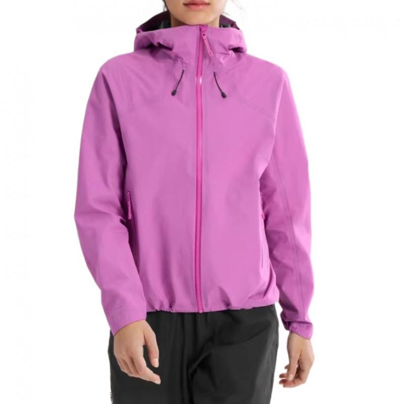 Womens Lightweight Hooded Waterproof Windproof Shell Jacket With Fully Taped Seams Fishscale Texture