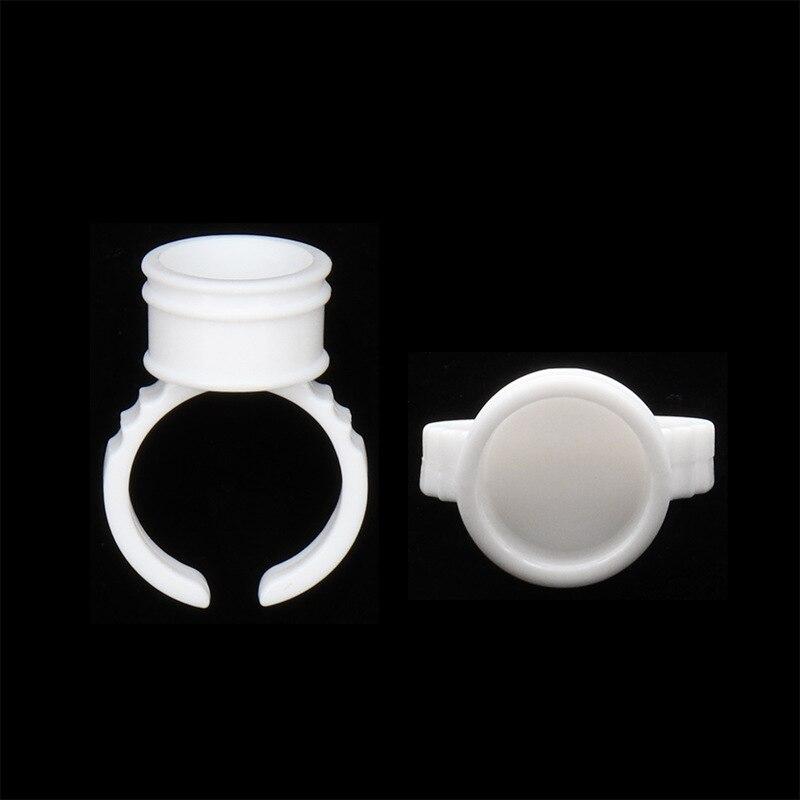 100pcs Disposable White Glue Holder Ring Adhesive Pallet For Eyebrow Tattoo Pigment Eyelash Extension Container Ring Cup