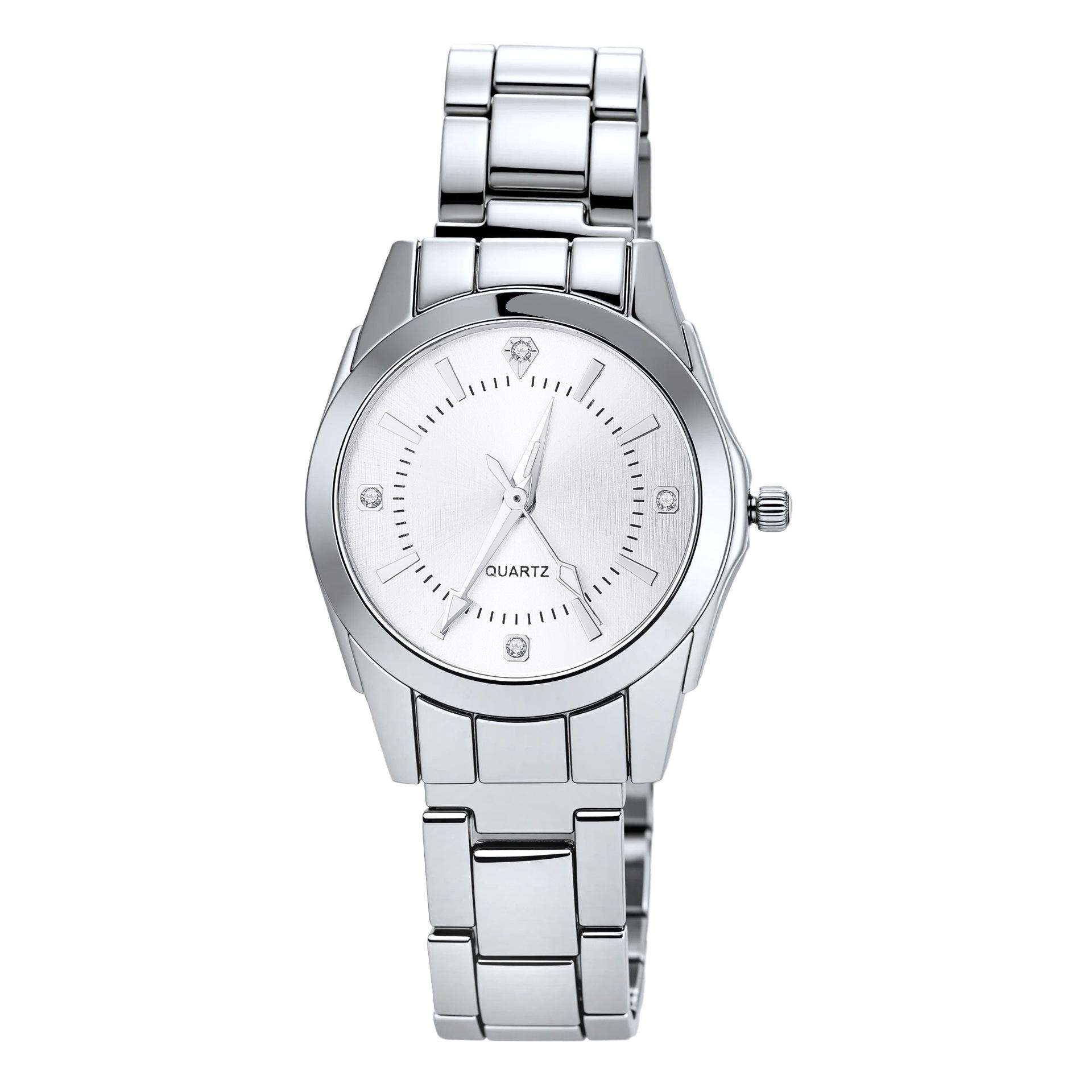 

2025 Women s Rhinestone Steel Band Watch - Creative, Casual, Simple Design білий