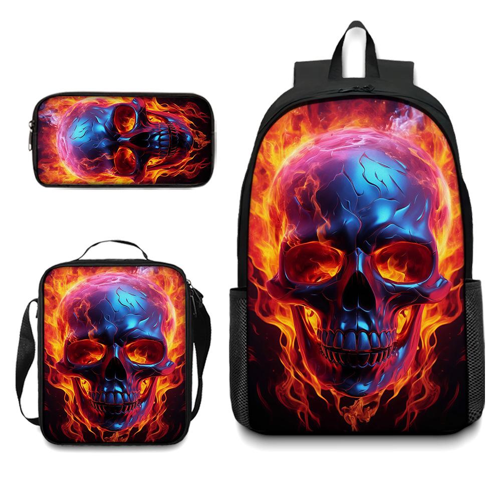 Peripheral backpack, skull schoolbag, student backpack pencil case