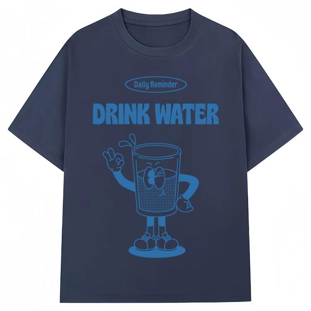 

Funny Drink Water Daily Reminder Tshirt Korean Fashion Aesthetic Unisex WOMEN Harajuku T-shirt Oversized Cotton Casual Y2K T-shirts 4XL