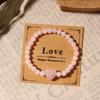 Festive Gifts Rose Quartz Beaded Bracelet With Heart Charm Sweet Fashion Jewelry For Women Daily Wear Simple Versatile Accessory