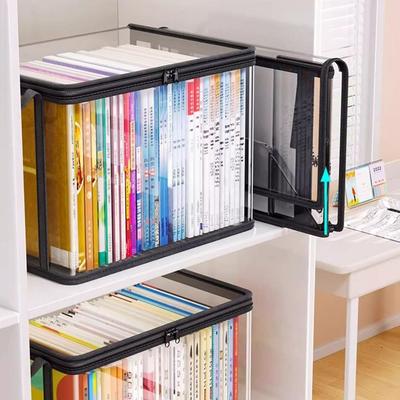 Portable Zipper Comic Book Storage Bag Stackable Handle Collapsible Pouch Transparent Dust Proof Clear Pouch Student