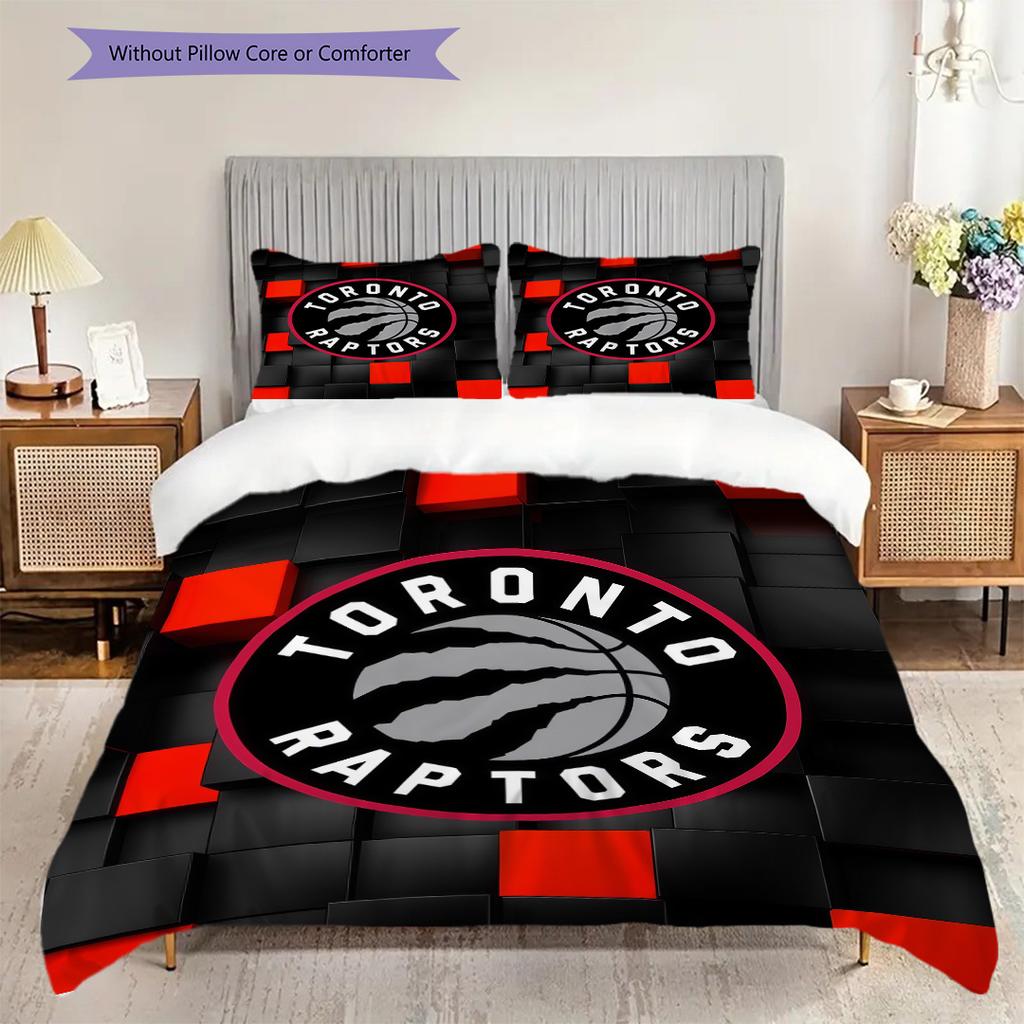 Toronto Raptors Basketball Spirit Three-piece Set(1 * Duvet Cover + 2 * Pillowcase, Without core)Duvet Cover and Pillowcase Soft and Comfortable