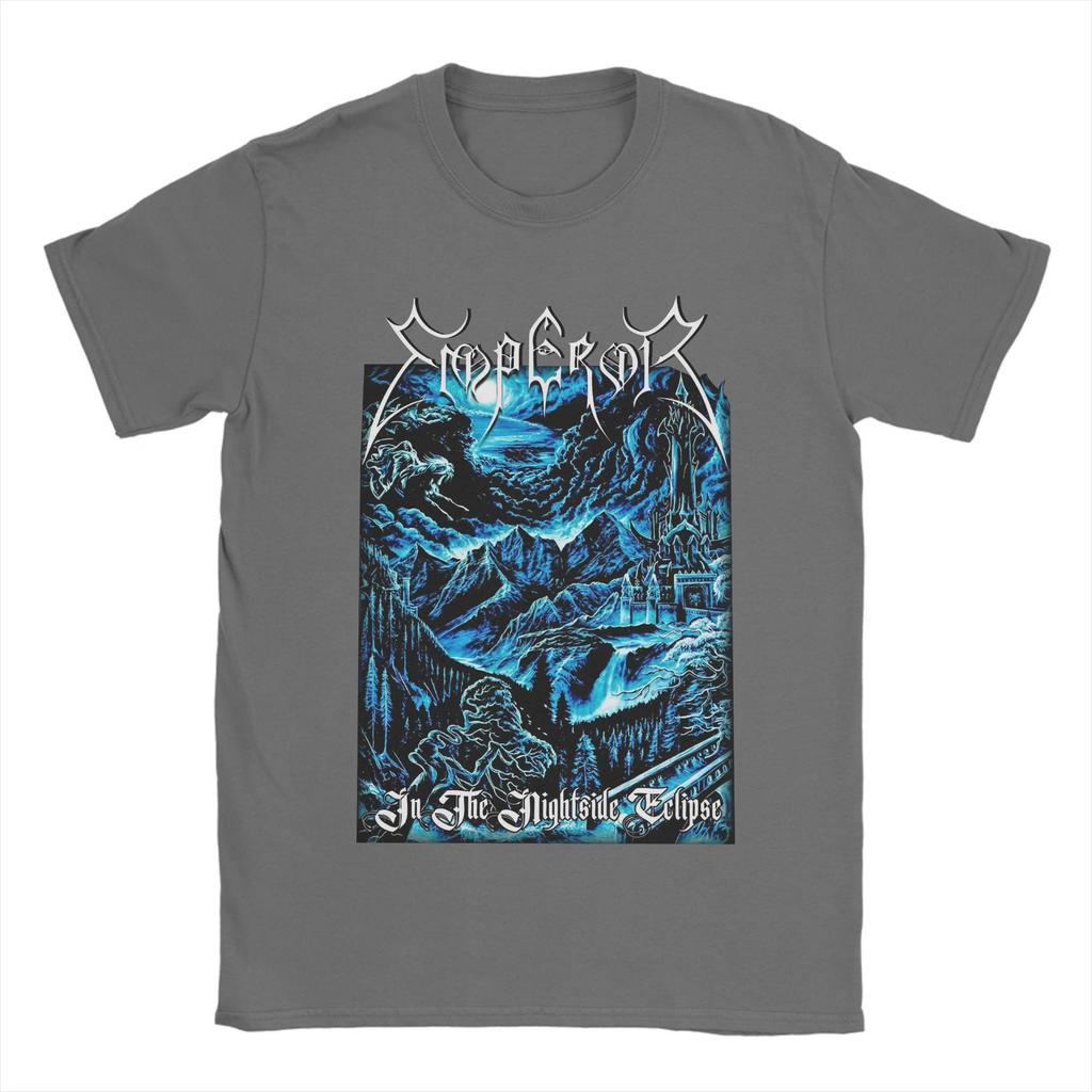 Men Black Metal Band T-Shirts Emperors Cotton Tees Summer Vintage Short Sleeve T Shirt Crewneck Harajuku Tee Shirt Large Size