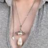 Tooxika Exaggerated Three-dimensional Saturn Baroque Water Drop Pearl Pendant Necklace Light Luxury Temperament Jumper Chain For Women