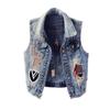 2023 Spring & Fall European Style Patchwork Ripped Denim Vest for Women
