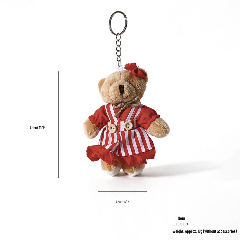 Cartoon Burlap Bear Keychain Pendant - Plush Doll Decoration for Student Bags