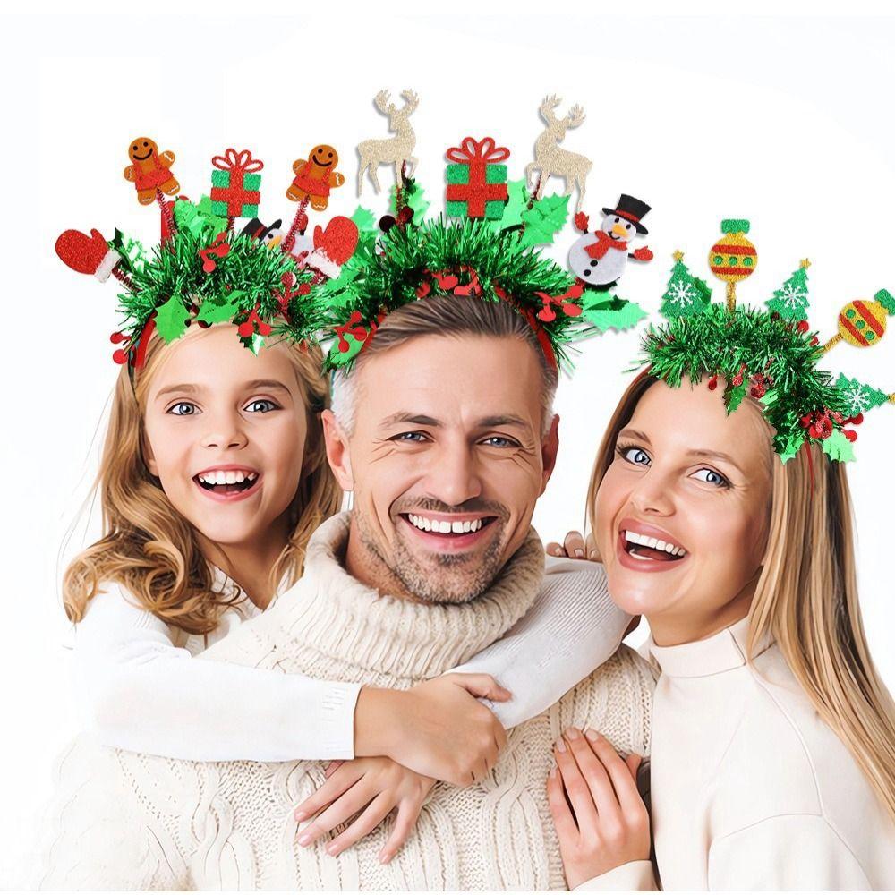 Sequin Christmas Headband Reindeer Antlers Snowman Sequin Hair Hoop Glitter Star Party Decorations Party Props Headress