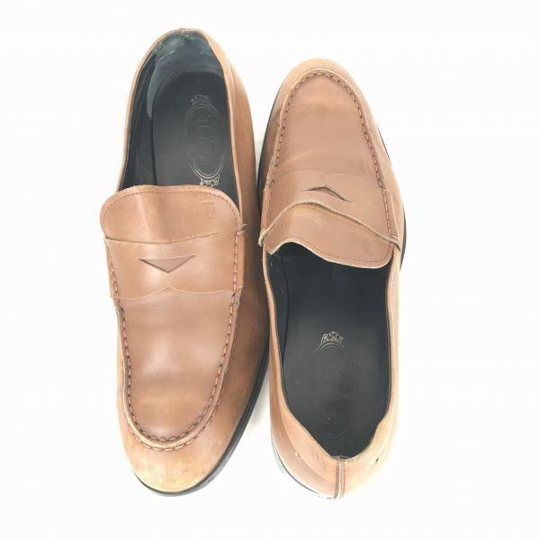 Hergestellt in Italien TOD'S Echtleder Penny Loafers Größe 27,5 cm Hellbraun(GEBRAUCHT)