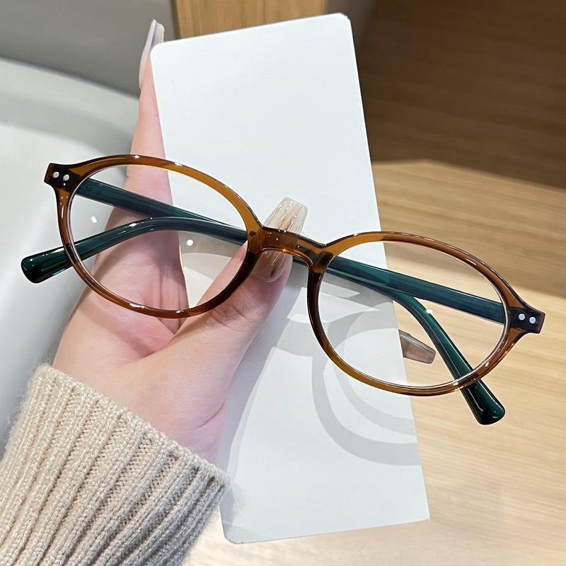 Korean Retro Oval Frame Blue Light Blocking Glasses Women Men Fashion Trendy Anti Blue Ray Plain Eyewear Decorative Eyeglasses