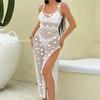 Women's Sequin Long Vacation Dress: Sexy Hollow-Out, Sun Protection Beach Cover-Up