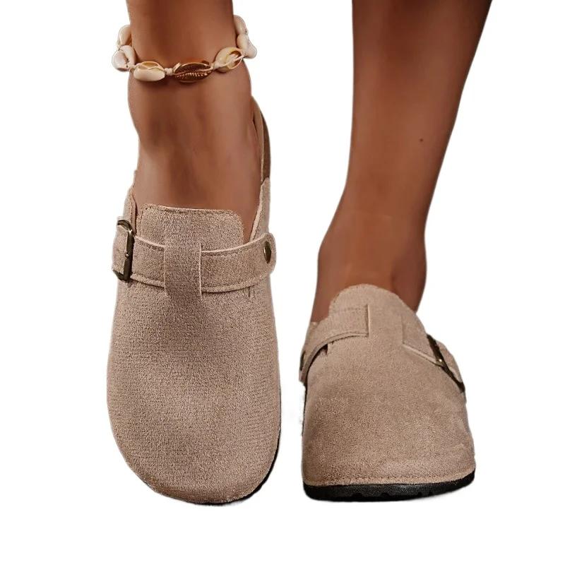Fashion Shoes for Women 2025 Closed Toe Women's Slippers Fashion Belt Buckle Casual Slippers Women New Outdoor Best Seller Flat Slippers