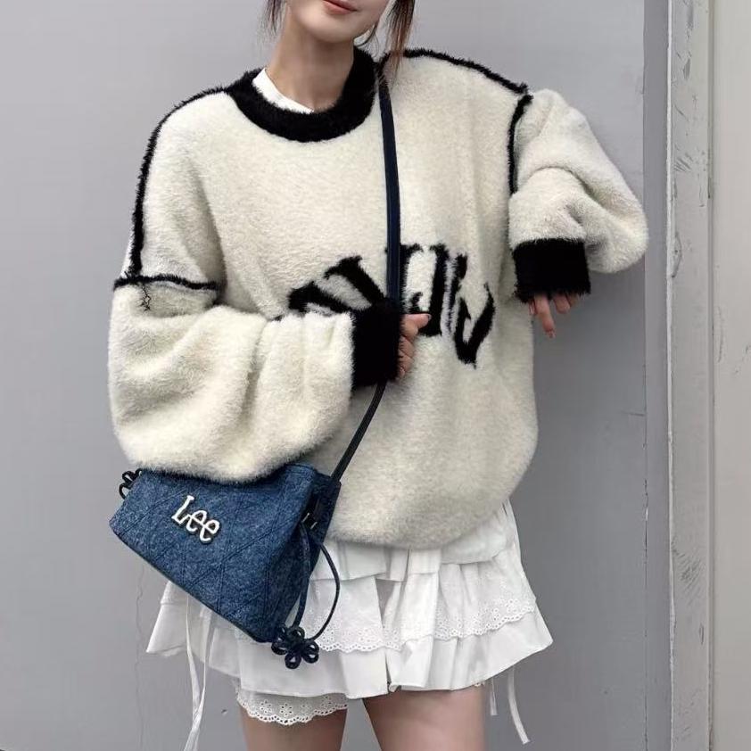New Lee Denim Shoulder Bag, Adjustable Strap Regular Women's Vintage Denim Blue LE240104M-523