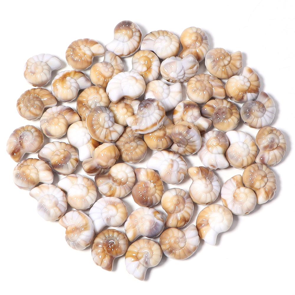 50pcs/lot Ocean Animal Acrylic Beads Turtle Starfish Conch Beads Beige Loose Beads For Jewelry Making DIY Bracelet Accessories