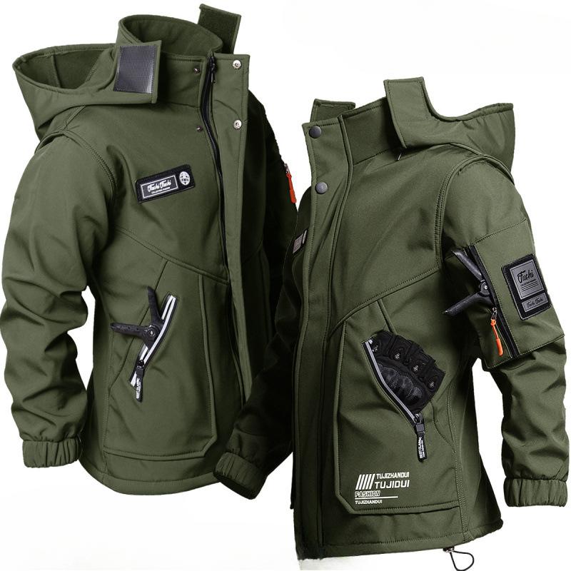 Men's Jacket Suit Outdoor Tooling Suit Jacket Winter Soft Shell Wear-resistant Cargo Pants