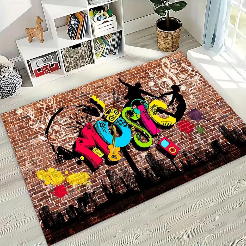 Tappeto Vintage Hip-hop Anni '90 per Soggiorno Camera da Letto Comodino Tappetino per Pavimento Scintillante Decorazione Festa Disco Cucina Tavolino Zerbino