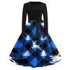 Women's Casual Vintage V-Neck Christmas Print Dress for Festive Occasions