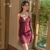 Women's Lace Sheer Mesh Belt Sleep Dress with Robe Lingerie Set