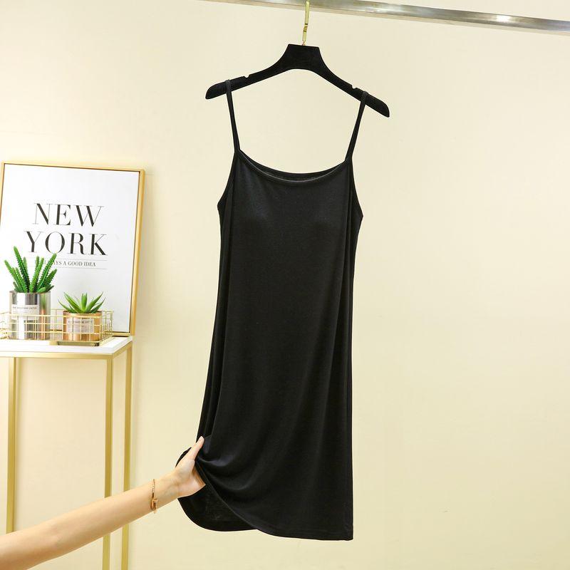 

Летнее модальное платье-сарафан без бретелей, свободное, средней длины, для дома, нижнее белье, юбка-подкладка с защитой от просвечивания, верхняя одежда, повседневное платье для сна Black [regular]] XL (70.00 kg-80.00 kg recommended