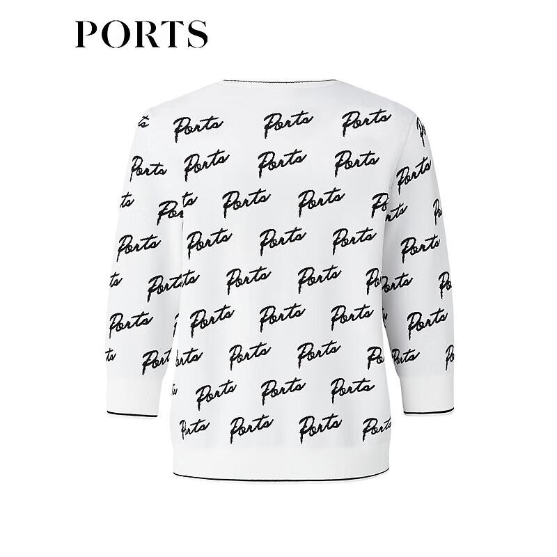 PORTS Women's Spring/Summer Color-block Logo Jacquard Knit Sweater
