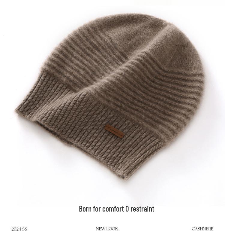 Unisex Thickened Solid Color Cashmere Hat - 100% Pure Cashmere, Seven-Needle, Autumn/Winter Style