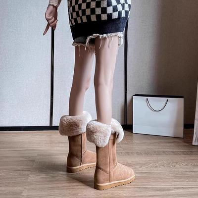 2024 inverno nuovo Muse fibbia in pelle doppio indosso vera pelliccia integrata stivali da neve high-top arricciati stivali di cotone termico ispessito