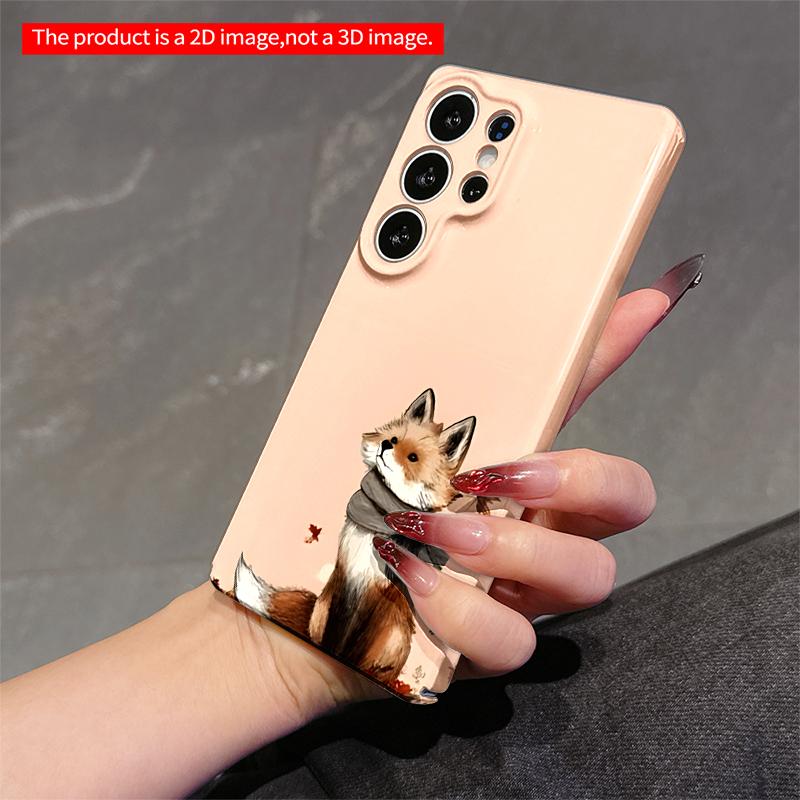 2DFlat Samsung phone case Adorable Fox in Scarf Amid Autumn Leaves Applicable to Galaxy S23 S24 S25ULTRA S26 A12 A14 A15 A16 A54 A55