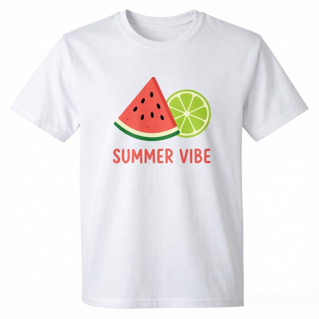 Unisex 100 Cotton Oversize T Shirt Summer Vibe Watermelon Lime Print Casual Beach Short Sleeve Tee