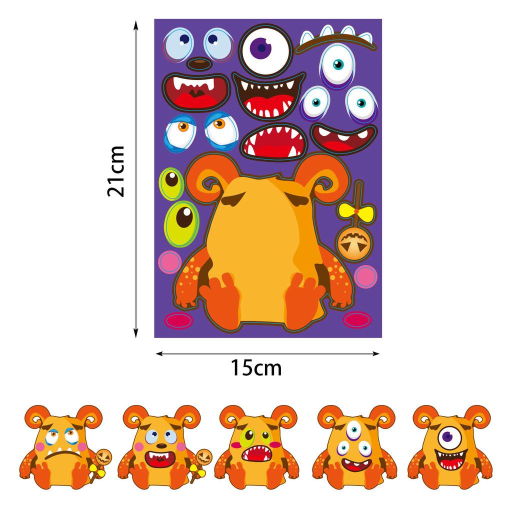 Colorful Xh061 Halloween Diy Pumpkin Puzzle Stickers For Kids Crafty Decor