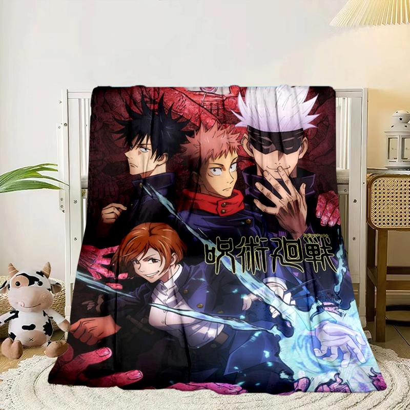 Jujutsu Curse Battle Blanket Flannel Blanket for bed, sofa, Camping, Hiking, Picnic Essentials, gift for family Fan gifts
